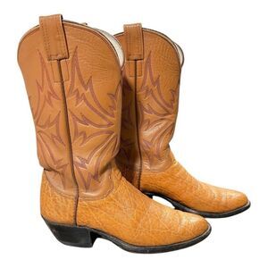 Vintage Pre 2001 Olathe Boot Cognac Elephant Glove Top Western Boots Men7B Wom6